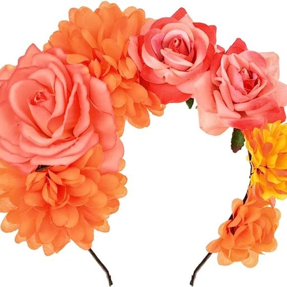 DreamLily Frida Kahlo Blumenkrone Haarreif – Buntes Festival-Headpiece Aus Polyester Für Hochzeit & Party